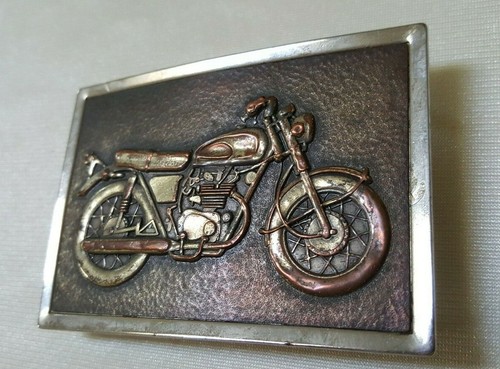 Motorcycle Belt Buckle Dark Brass Color 3.25"x2.25" Used Good - Picture 2 of 5