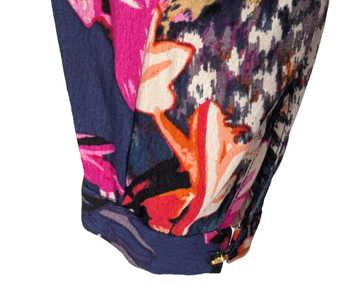 Maeve Dropped Waist Dress Small Navy Multi Tropical Pin Tucks Boho - Picture 7 of 15