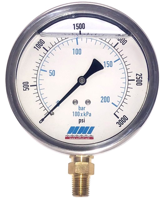 NNI 3000 PSI 4" Dial Oil Filled High Pressure Gauge 1/4' NPT Bottom Mount eBay