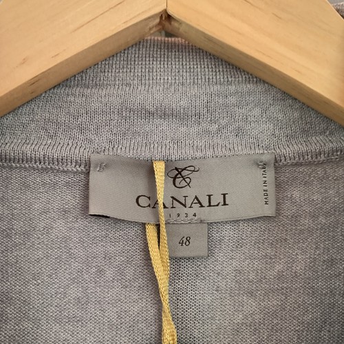Canali Polo Pullover Langarm Pulli Wolle grau Hahnentritt Gr. 48 IT / US S - Bild 6 von 7