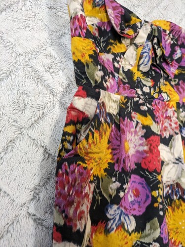 Anthropologie Moulinette Soeurs Kleid Damen 2 lila Blumen Mini trägerlos Schleife - Bild 3 von 10