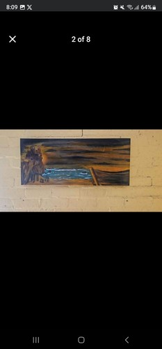 "Castle on a mountain and beach renaissance style original painting - Picture 2 of 8