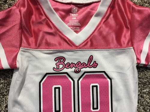Cincinnati Bengals NFL Football Girls 12M Baby Pink Jersey Team Screen Printed - Picture 2 of 5