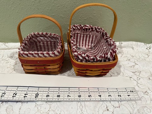 SET 2 Cestini Longaberger Protezioni Plastica Candy Canne Stripe Liner 1997 1993 - Foto 2 di 12