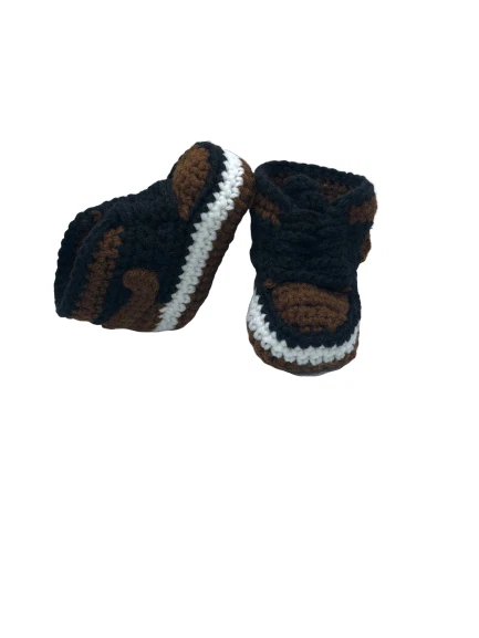 Вязание крючком Baby кроссовки J баскетбол воздуха ручной работы мальчиков девочек новорожденных вязаный коричневый - Изображение 3 из 4