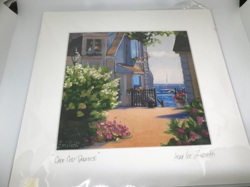 Impresión artística de Cape Cod casa de playa paisaje acuático, imagen 11,5 x 11,5 - Imagen 1 de 4