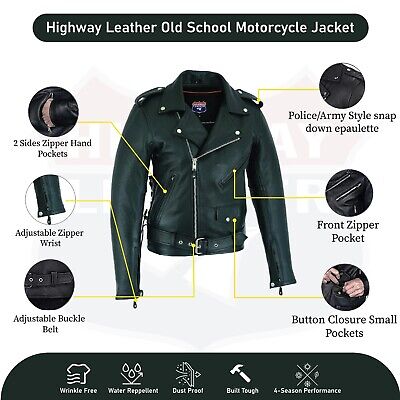 Highway Leather Old School Police Style Motorcycle Leather Jacket 2 Ammo pocket