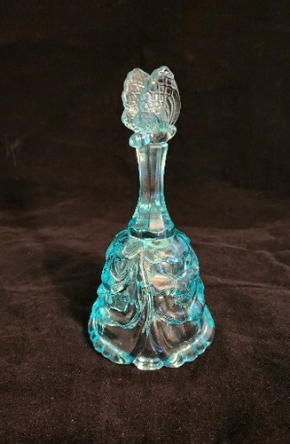 Fenton Vintage Hielo Aqua Azul Campana Mariposa Acabado Mango Drapeado Falda Parte Inferior - Imagen 9 de 20