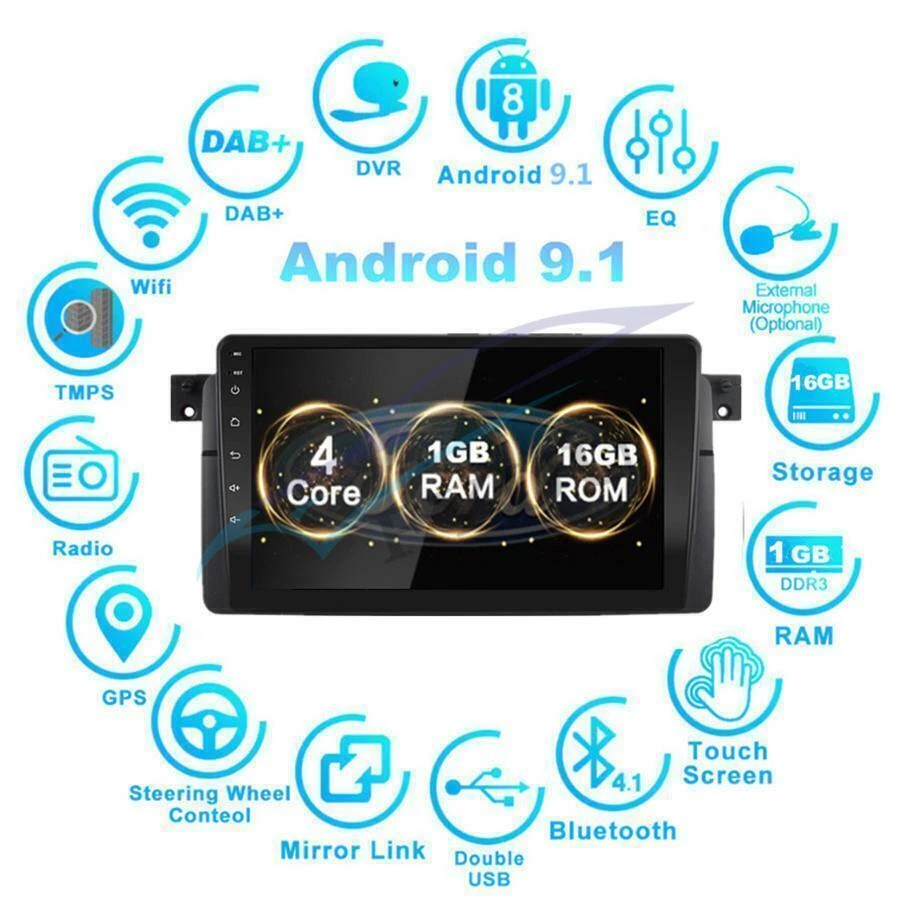 9" Quad-core 1+16G GPS Wifi 3G 4G para BMW E46 M3 Rover 75 MG ZT 98-06 con Canbus Foto 4 de 4