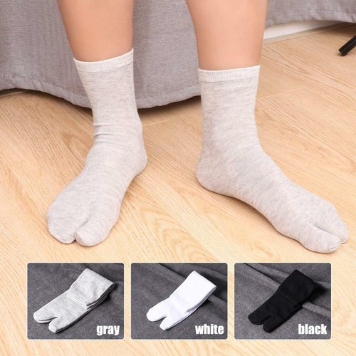 ROSENICE Elastic Cotton Tabi Toe Socks 3 Pairs(White Grey Black) - Picture 6 of 9