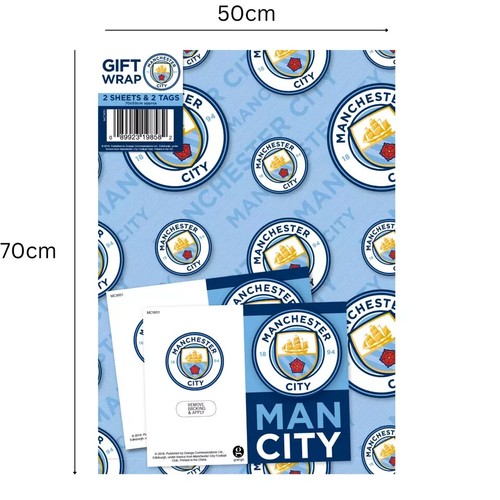 Geschenkpapier Geburtstag | Manchester City FC | 2 Blatt & 2 Etiketten | Geschenkpapier - Bild 2 von 4