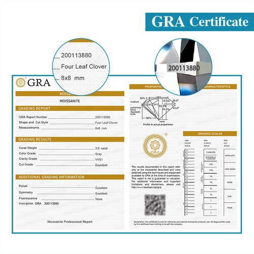 Trébol Suelto Moissanita Color Natural VVS1 Manual Gemas con Certificado GRA - Imagen 11 de 17