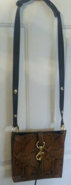 Rebecca Minkoff Megan Small Feed BagPython Snakeskin crossbady bag Purse Brown Rebecca Minkoff Megan Small Feed BagPython Snakeskin crossbady bag Purse Brown