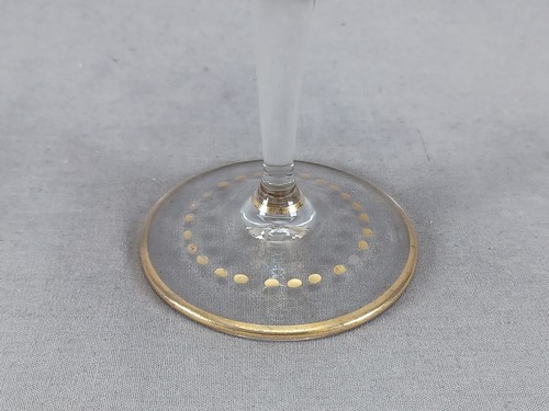 Antique Bohemian Moser Type Intaglio Engraved & Gold Stag Tazza Compote - Picture 9 of 11