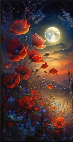 Red Flower Art Oil Painting Poster Home Decoration Mural Canvas Painting - Picture 6 of 6