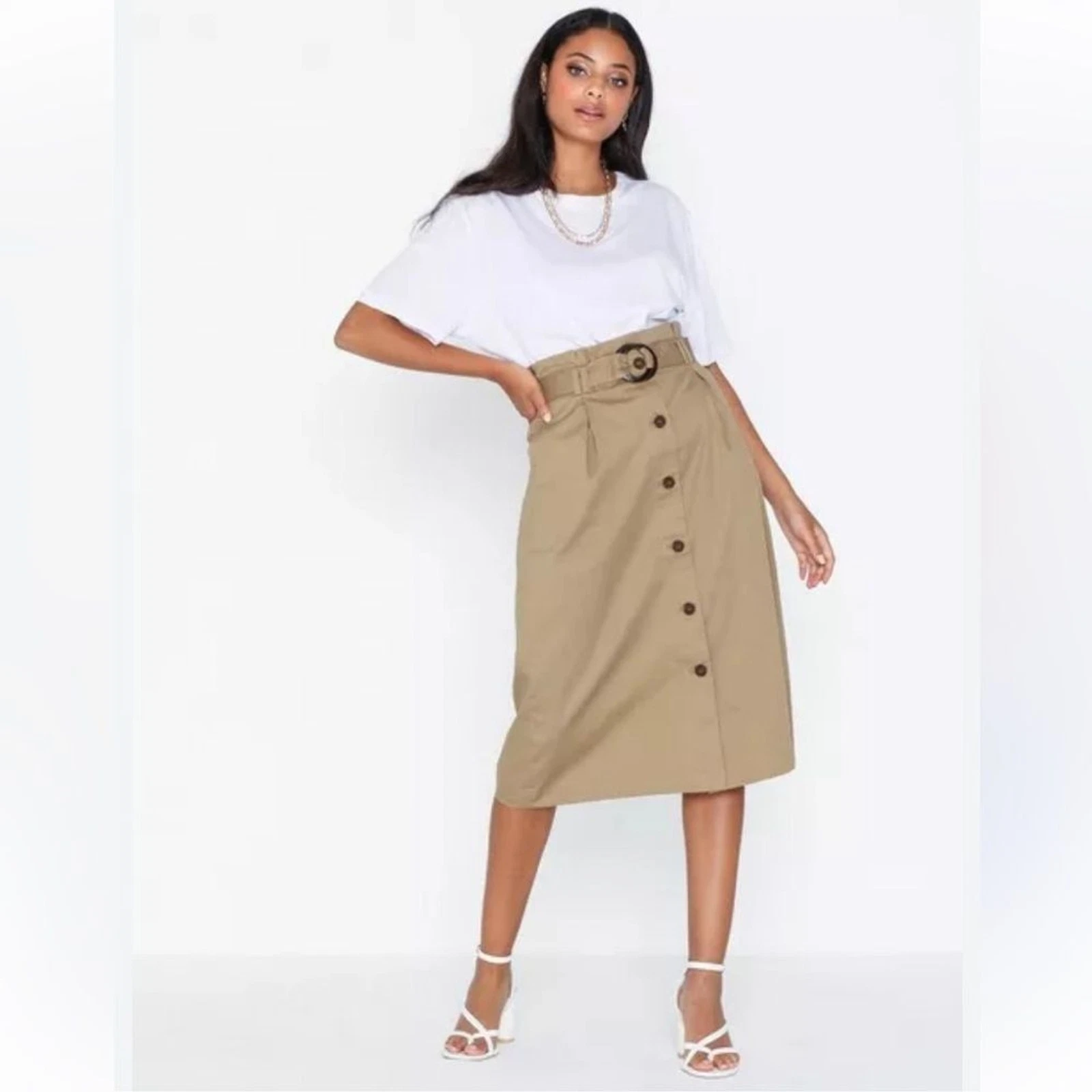 Vintage khaki cotton skirt size 10