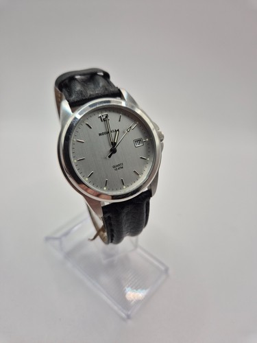 Montre quartz Rodania 23320 style classique fond métallisé bracelet cuir TBE - Picture 1 of 10