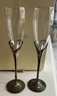 Lenox Wedding Promises Heart Flute Pair Champagne Crystal Silverplate Stemware