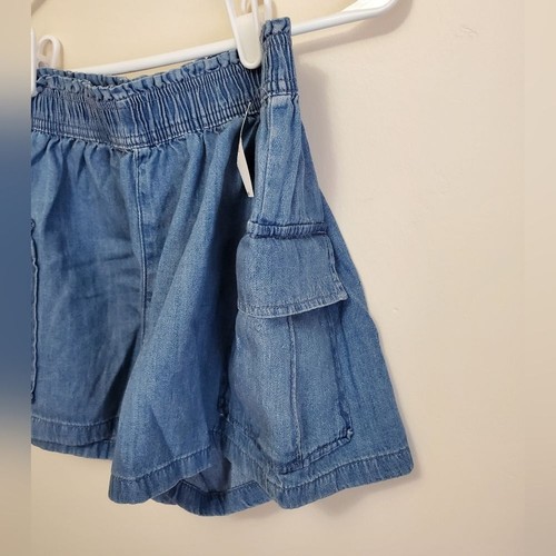 NWT GAP KIDS BLUE CHAMBRAY DENIM UTILITY SHORTS MEDIUM WASH CARGO GIRLS YOUTH XL - Picture 5 of 11