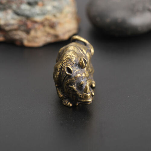Chinese Collection Asian Antique Collectible Brass rhinoceros Exquisite statue - Picture 3 of 5