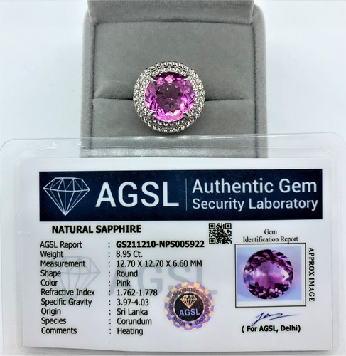 9,95 TCW Certified Eye Clean Ceylon Pink Sapphire in Rhodinated Sterling - Bild 4 von 12