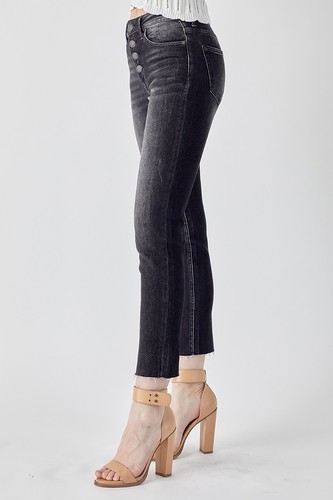 Risen Jeans Junior's 13/31 Black Mid Rise Button Fly Relaxed Skinny (RDP1444) - Picture 9 of 11