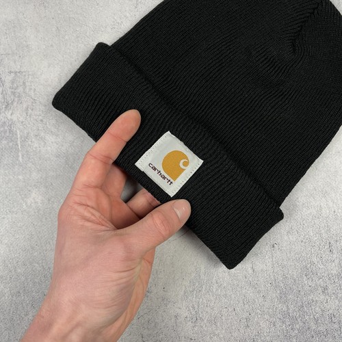 Vintage Carhartt Beanie Acrílico Hombre Sombrero Negro Talla OS 90’s Hip-Hop ... - Imagen 3 de 4