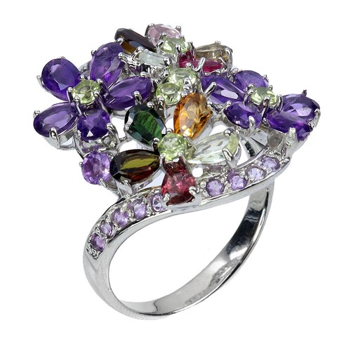 925 Sterlingsilber Ring Birne Amethyst Peridot Turmalin Edelstein Schmuck Größe - Bild 2 von 13