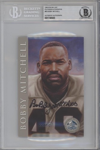 BAS 1998 Ron Mix Hall of Fame Platinum /2500 Bobby Mitchell BGS Authentic HOF