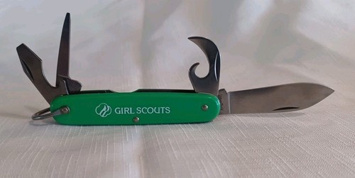 Imperial PROV RI Official Girl Scouts Green Handle Pocket Knife Multi Tool 80s