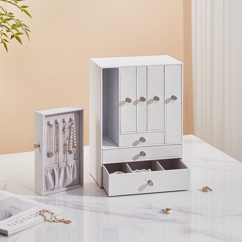 Multi-Layer Large Jewelry Box Necklace Jewelry Storage Organizer Cabinet Case UK - Picture 15 of 179