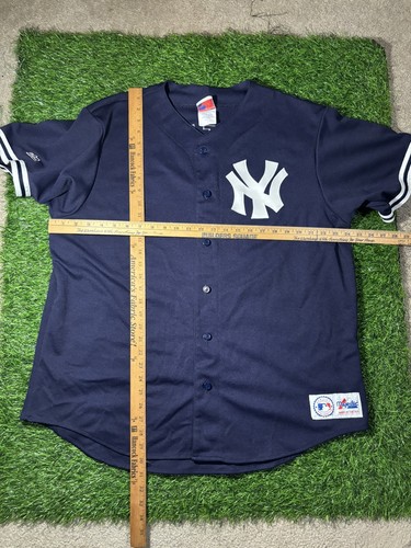 Vintage 90s MLB New York Yankees George COSTANZA #00 Majestic Jersey Navy Size L - Picture 3 of 5