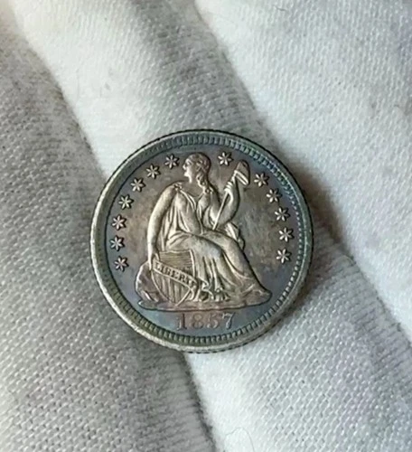 1857-O ~ Seated Liberty H10c ~ CH AU+ ~ Very Sharp ~ Great Antique TONE & Color!