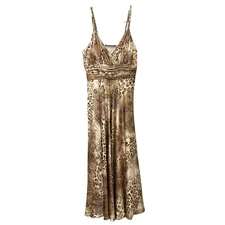 Teri Jon by Rickie Freeman 100% Silk Animal Print Babydoll Dress US4 Vintage Y2K