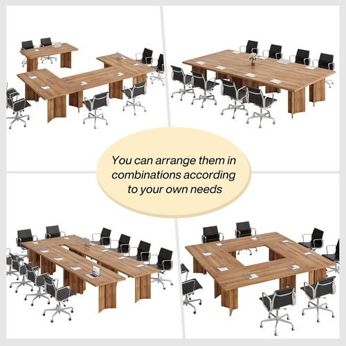 Walnut 320cm Conference Table Set of 4 – Large Meeting & Office Desk - Picture 6 of 10