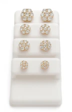 925 Sterling Silver Moissanite Cluster Stud Earrings Screw Back Rose Gold Tone