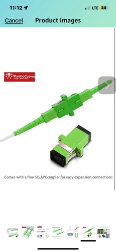 (30ft/10m) SC/APC to SC/APC Fiber Optic Internet Cable, Armored Fiber Patch C... - Afbeelding 6 van 8