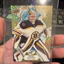 Upper Deck 2021-22 Ice Jeremy Swayman #141 Rookie Boston Bruins NHL Hockey Card. rookie card picture