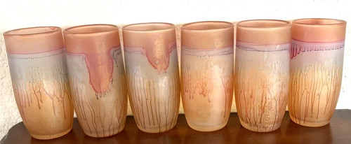 Juego de 6 vasos de vidrio RUEVEN NOUVEAU ART (4,5") ~ vasos de jugo - Imagen 2 de 8