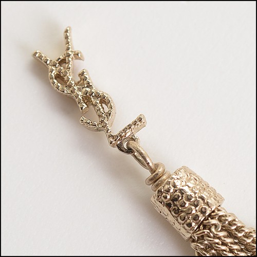 Pendientes colgantes con flecos de cadena dorada clara RDC14709 SAINT LAURENT YSL - Imagen 2 de 6