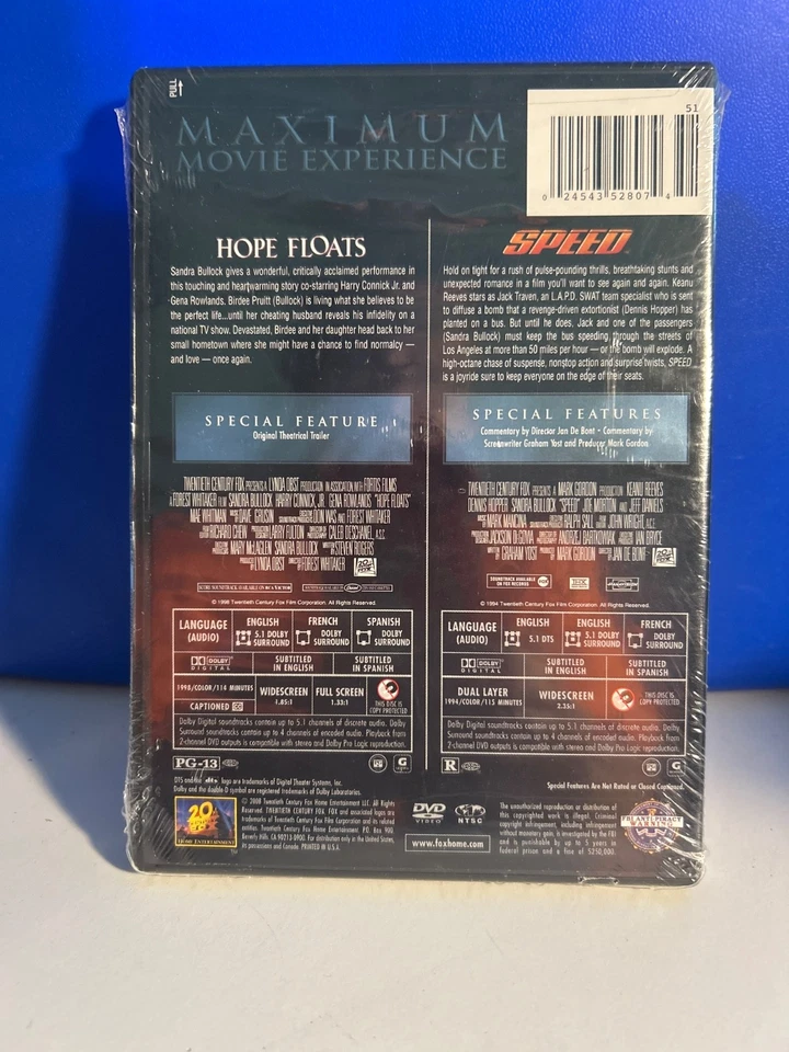 Sandra Bullock’ Hope Floats / Speed (DVD Set)…….BRAND NEW & SEALED! - Image 2 of 3