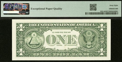 1999 $1 Federal Reserve Note PMG 68EPQ - Top Pop - Radar Serial Number 07077070 - Picture 3 of 3