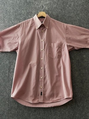 Gant Herren Hemd M Rot Weiß Gingham Kariert Dress Fit 80er Jahre Zweilagig. Baumwolle Classic