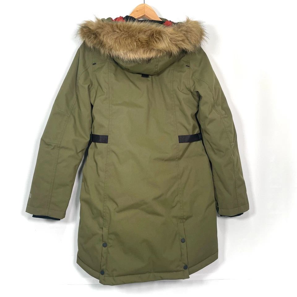 L.L. Bean Women's XS Maine Mountain Parka Hooded Jacket Down Fur Trim Kelp Green - Image 4 of 4