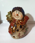 Ceramic Snowman "Hope" Luminary Candle Holder 6" 