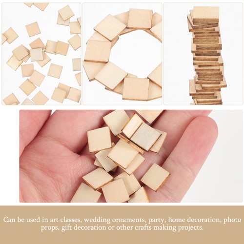 100 Pcs Square Wood Chips Scrap Pieces Craft Unfinished DIY Plaque - Picture 6 of 12