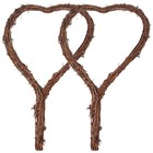 2 Pcs Rattan Wall Decor Hand Woven Rings Heart Shaped Wreath Hoops