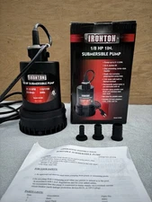 Ironton 42358 Electric Corded 1/8 HP 1 Inch Submersible Pump Black