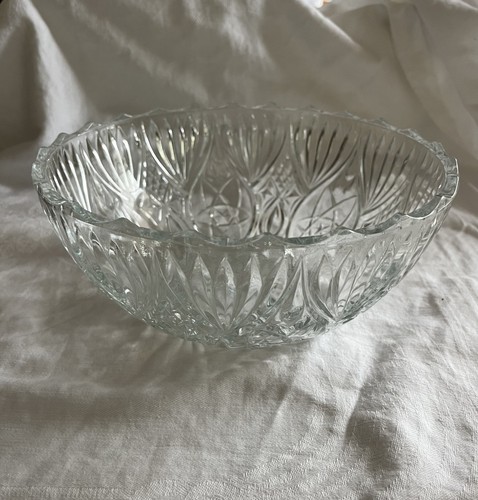 Vintage Servierschale Kristall geschliffen Schale 9" rund - Bild 1 von 8
