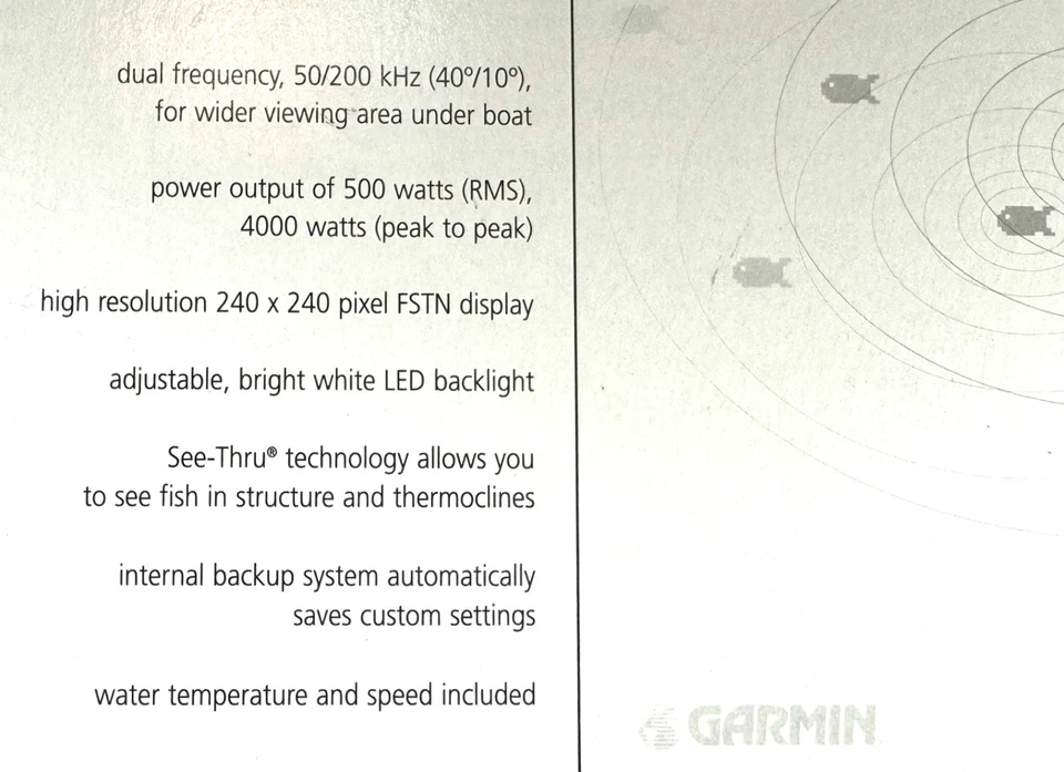*NEW GARMIN Fishfinder 240 Blue BUNDLE KIT, NEW in BOX, Transducer, Speed, Cover - Image 3 of 4